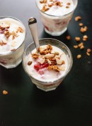 Roasted Strawberry Rhubarb and Yogurt Parfaits